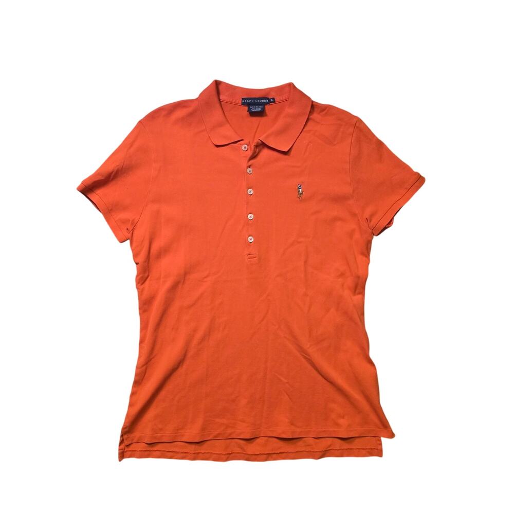 Ralph Lauren Polo Shirt Women’s XL Orange Slim Fit Stretch